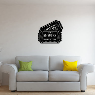 Metal Movie Tickets Sign | Movie Theater Decor | Admit One Sign | Home Theater Gifts | Metal Wall Art | Movie Night Theater Room Props